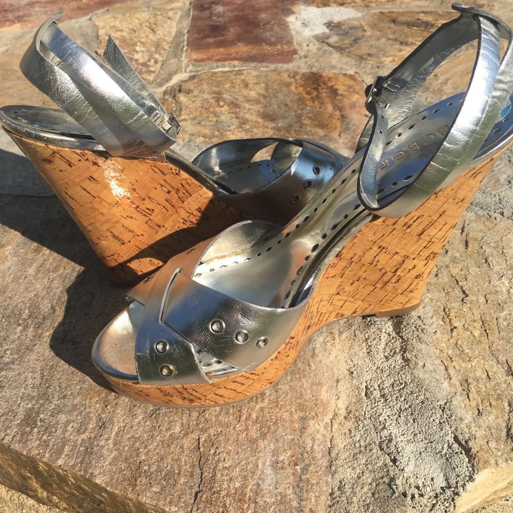 BCBG Silver Platform Wedge.